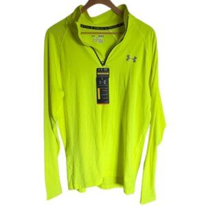 NWT UNDER ARMOUR LONG SLEEVE HALF-ZIP MOISTURE WICK QUICK DRY NEON GREEN - Sz M